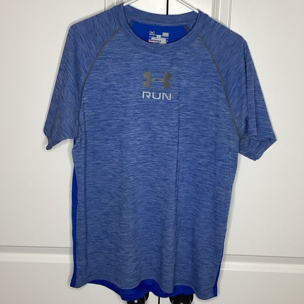 Mens Under Armour Run Dual-Tine Heatgear Performance tee large‎ Blue